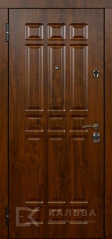 Фото №2 «Входная дверь коричневая шагрень с МДФ-панелью орех филенчатая №29»