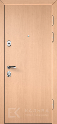 Фото «Входная дверь бежевая шагрень и светлый дуб гладкая №2»